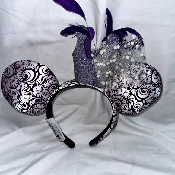 Disney Parks Minnie Mouse Glitter Crown Feathers Jubilee Purple Ears - Picture 4 of 5